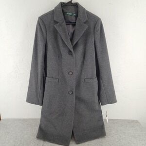 NWT Lauren Ralph Lauren Size 12 | Gray Wool Blend Peacoat Overcoat Jacket Womens